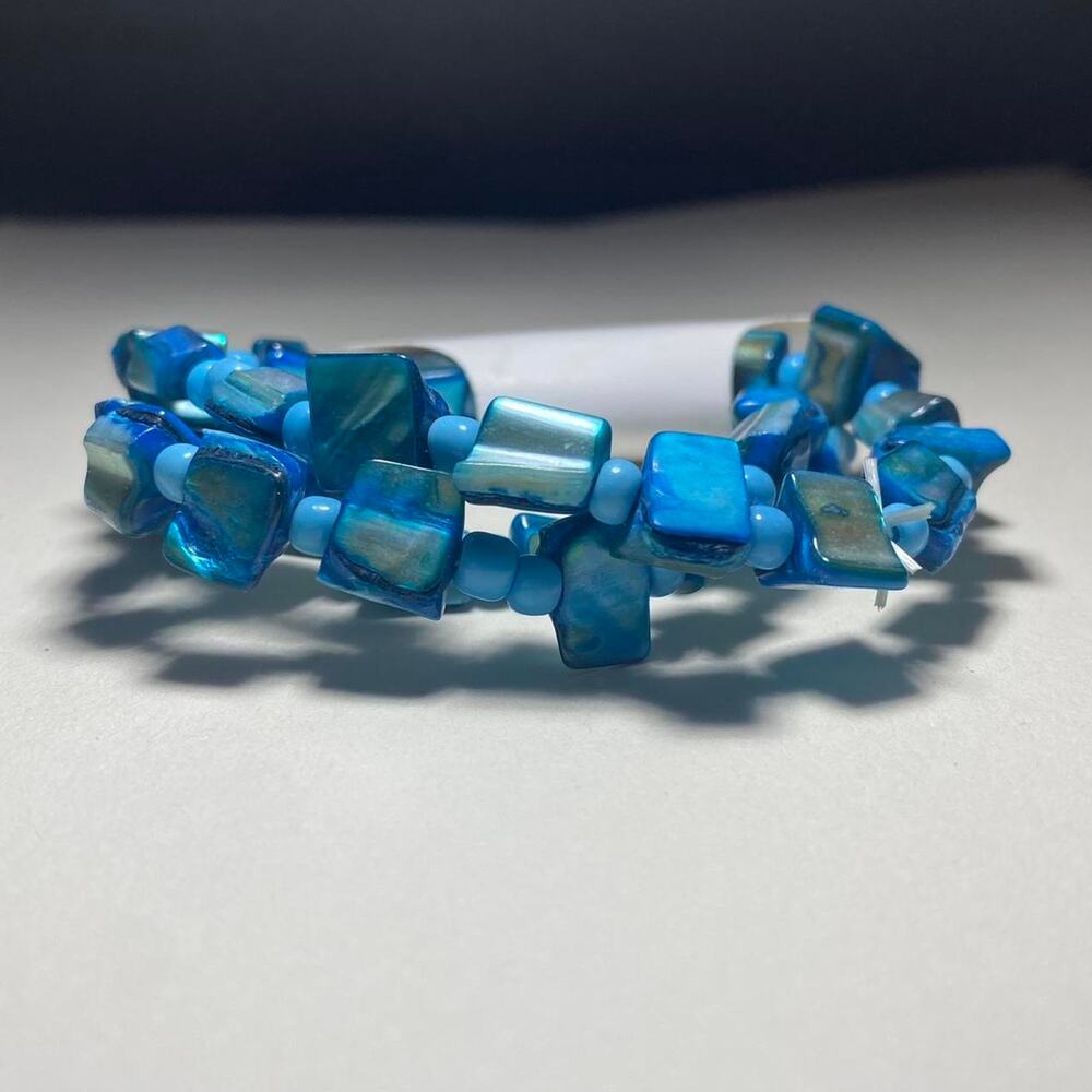 3 y2k blue beaded stretchy